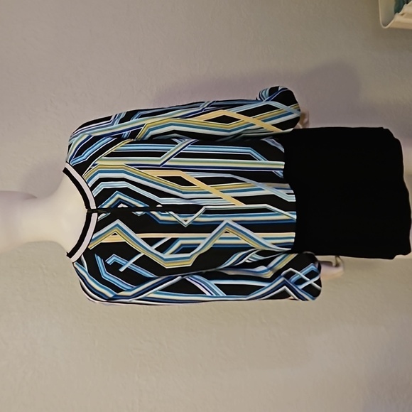 VTG BISOU BISOU Geometric Striped Mod Festival Disco Blouse Medium - Picture 7 of 11